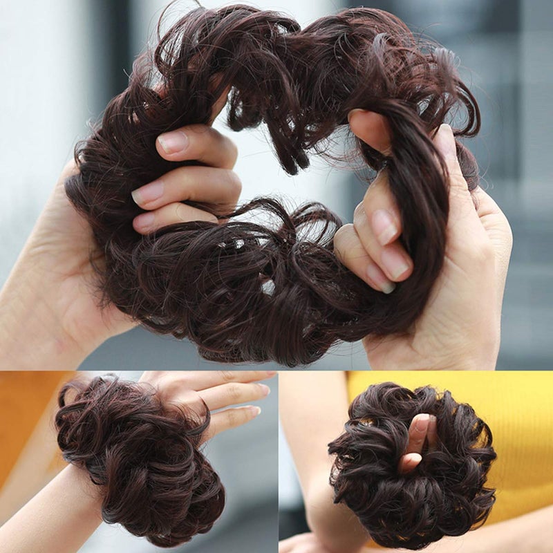 ASUITOFK Messy Bun Hair Piece Thick Updo Scrunchies Synthetic Hair Extensions Ponytail Hair Wig Hairpiece Dark Blonde - Image 3
